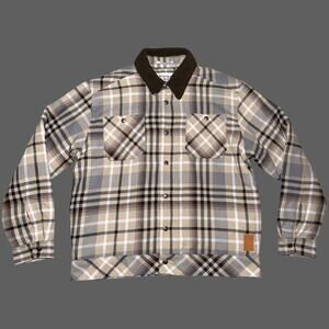 Scotch & Soda Sherpa Lined Plaid Flannel Eisenhower Jacket Mocha Mens L NWT